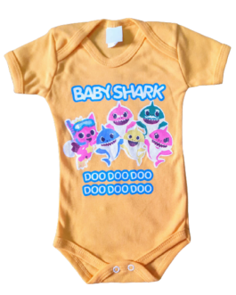 Body Temático Baby Shark Amarelo