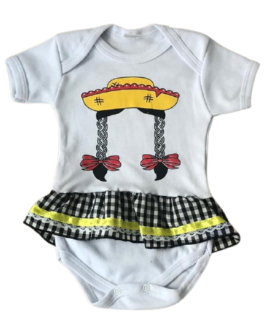 Body Temático Festa Junina Chapéu Saia Preta