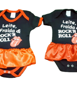 Body Temático Leite, fralda e rock feminino