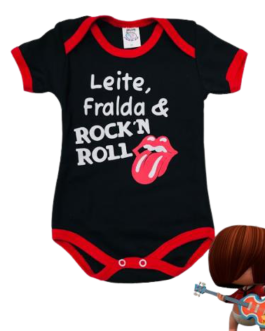 Body Temático Leite, fralda e rock Unissex