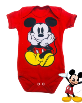 Body Temático Mickey Sentado Vermelho
